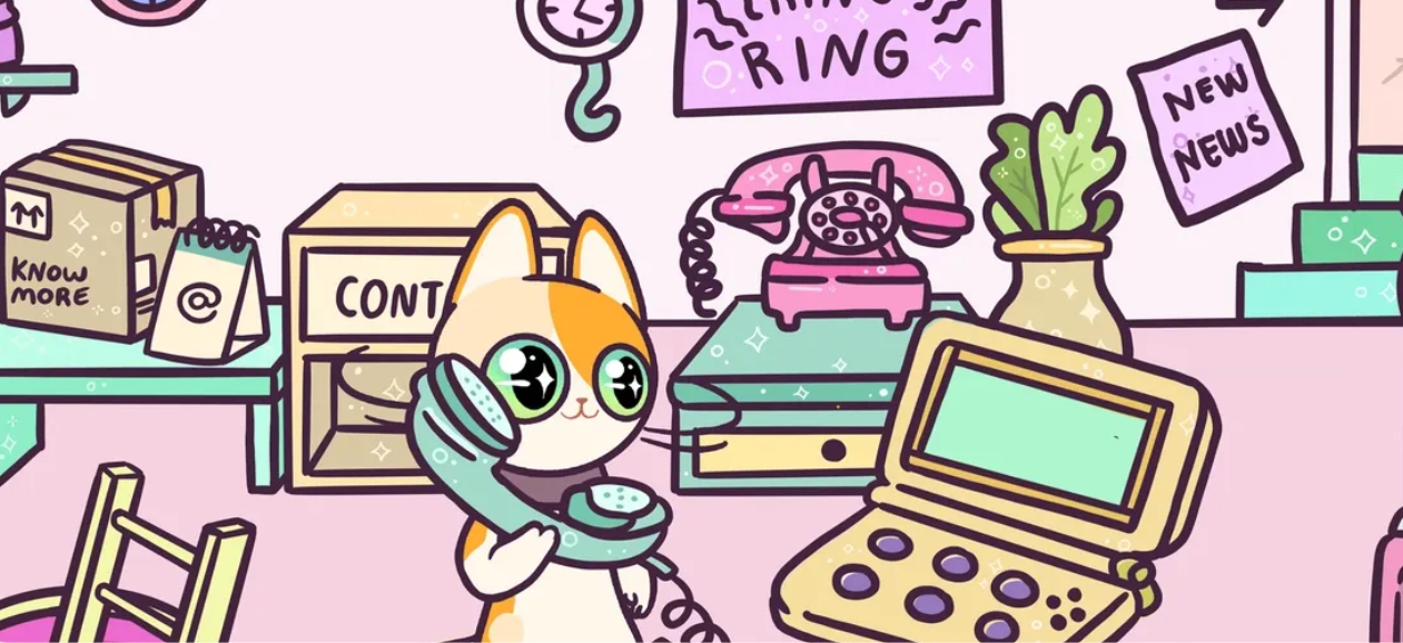 Big Eyes Coin Cat On Telephone