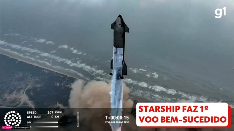 SpaceX faz 1º voo bem-sucedido com a Starship, maior nave do mundo; VÍDEO mostra melhores momentos